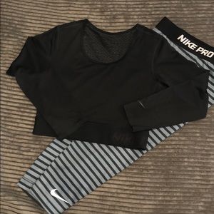 Nike crop top and Nike Pro crop leggings set